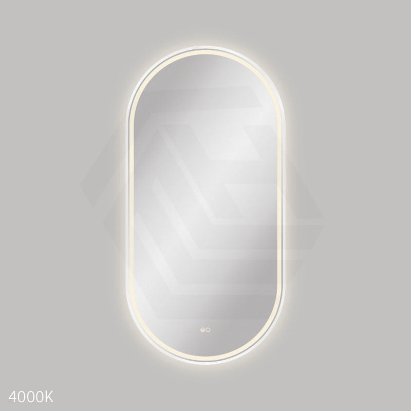 600x1200mm Fienza Empire Pill Framed Touch Sensor Frontlit LED Mirror Vertical/Horizontal Matt White