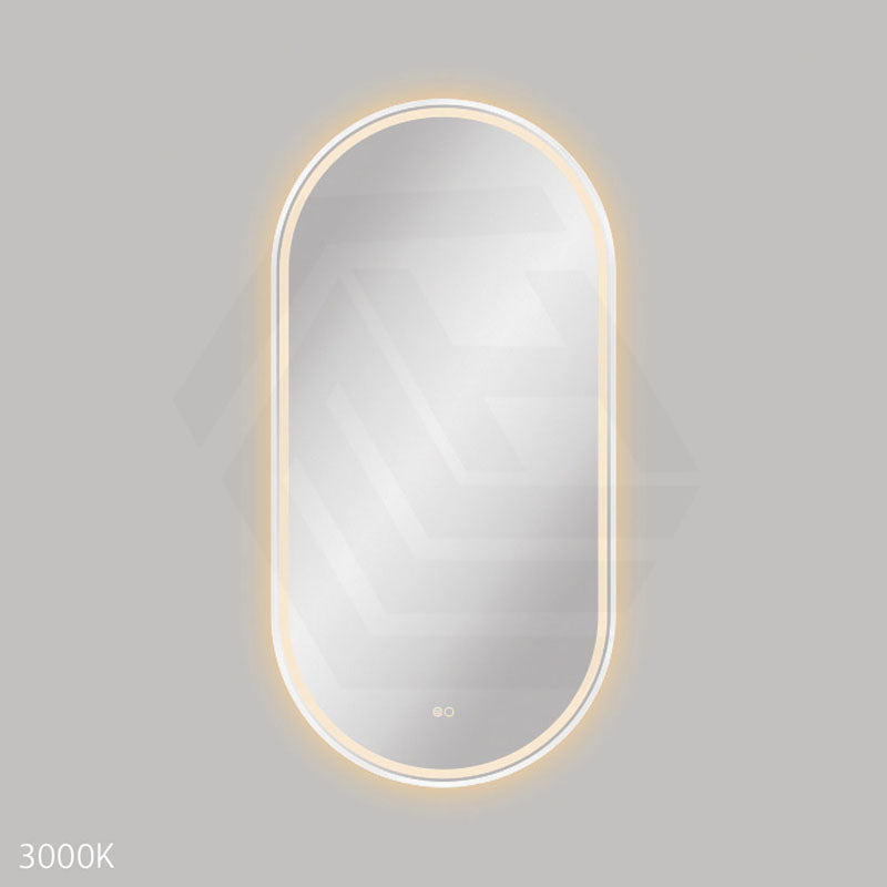 600x1200mm Fienza Empire Pill Framed Touch Sensor Frontlit LED Mirror Vertical/Horizontal Matt White