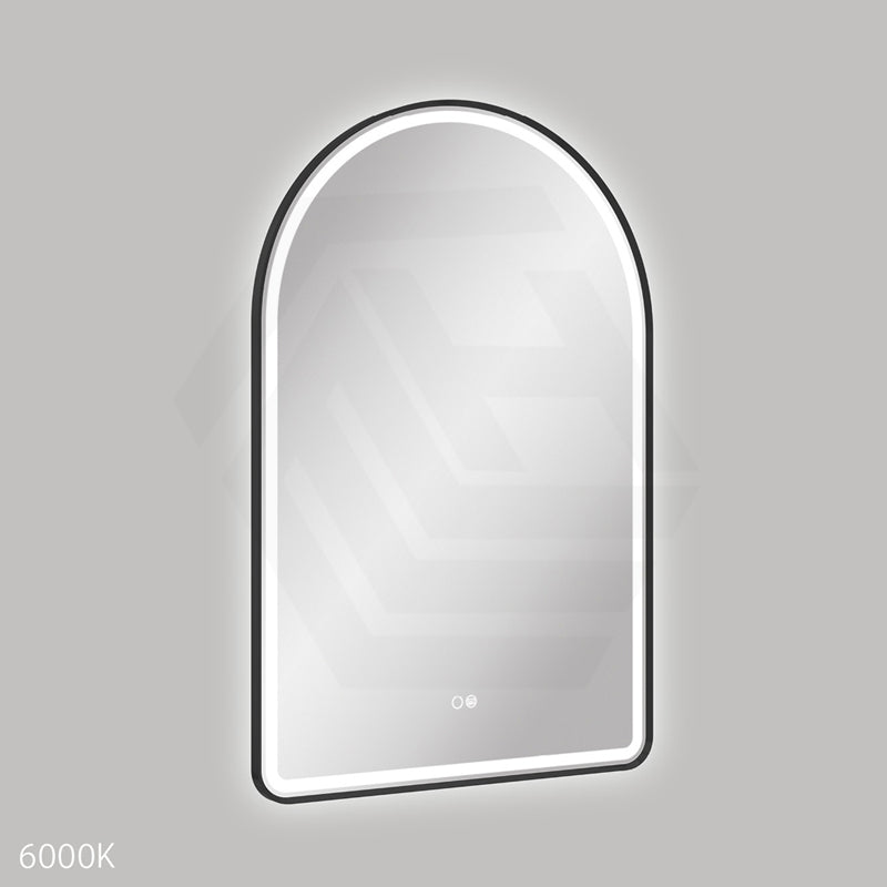 600x900mm Fienza Valentina Arch Framed LED Mirror Touch Sensor Matt Black