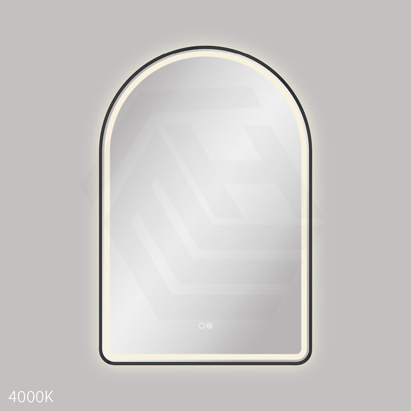 600x900mm Fienza Valentina Arch Framed LED Mirror Touch Sensor Matt Black