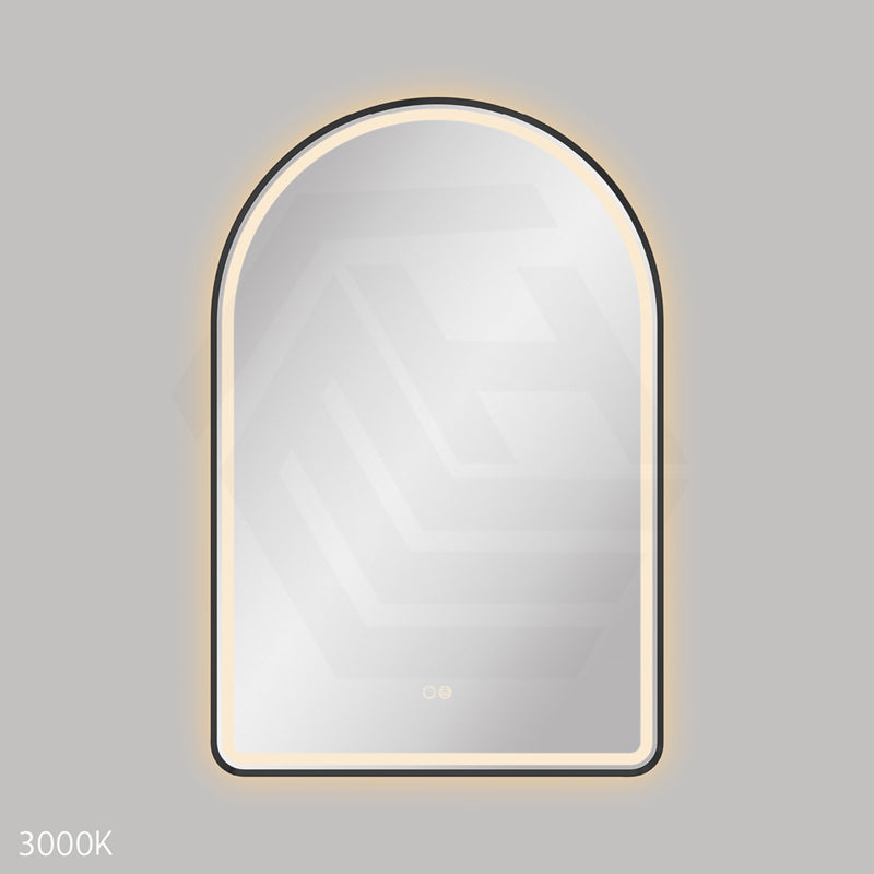 600x900mm Fienza Valentina Arch Framed LED Mirror Touch Sensor Matt Black