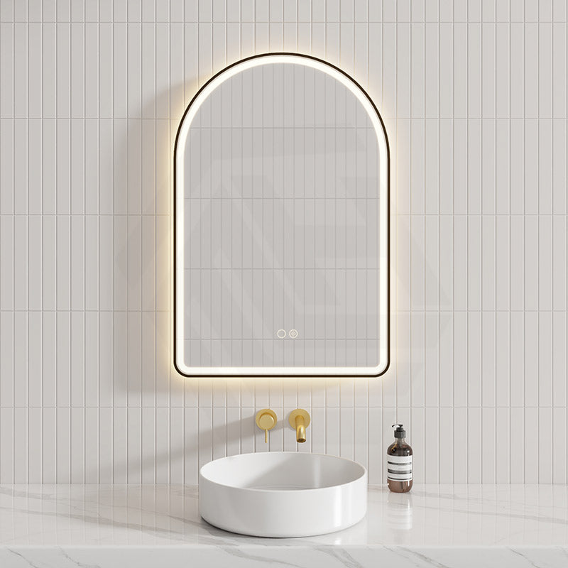 600x900mm Fienza Valentina Arch Framed Frontlit LED Mirror Touch Sensor Variant Colour Available