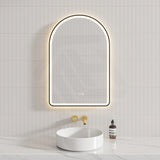 600x900mm Fienza Valentina Arch Framed Frontlit LED Mirror Touch Sensor Variant Colour Available