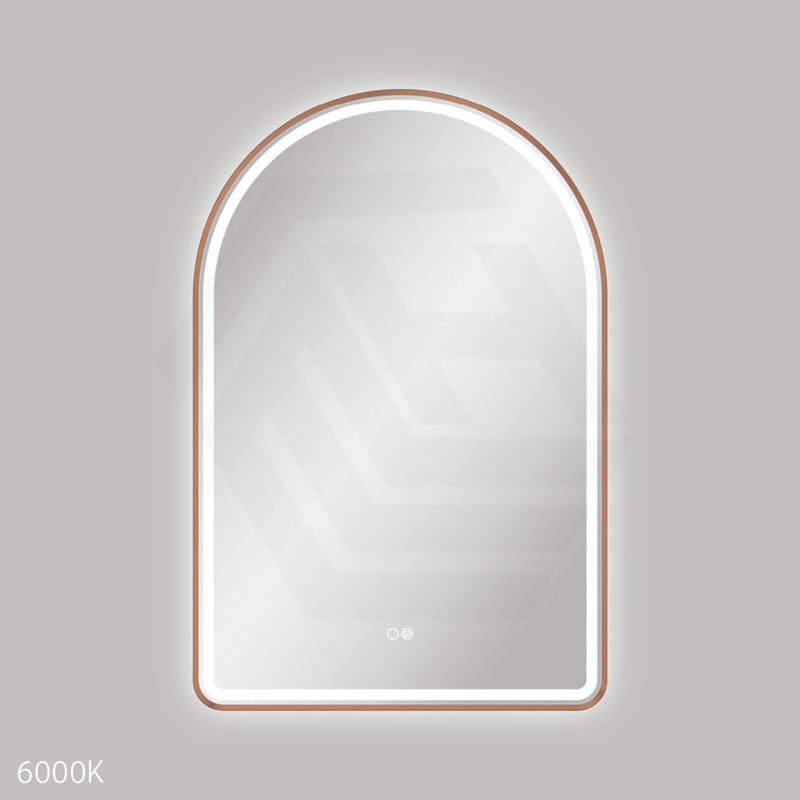 600x900mm Fienza Valentina Arch Framed LED Mirror Touch Sensor Brushed Copper