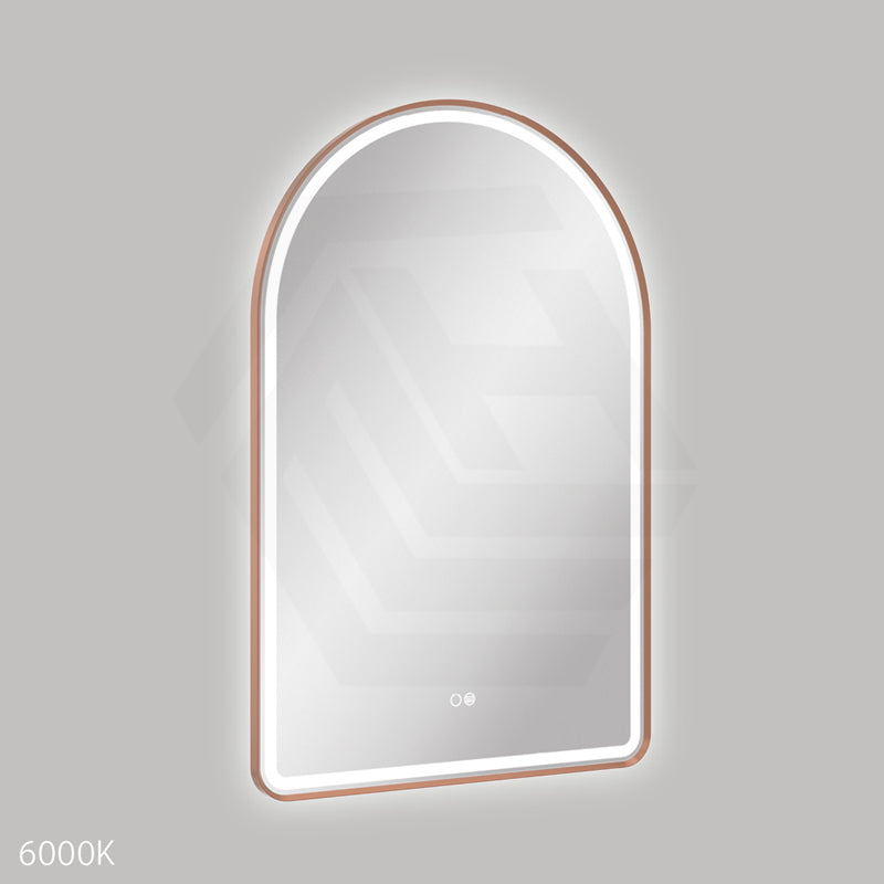 600x900mm Fienza Valentina Arch Framed LED Mirror Touch Sensor Brushed Copper