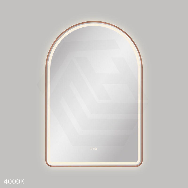 600x900mm Fienza Valentina Arch Framed LED Mirror Touch Sensor Brushed Copper