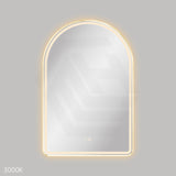 600x900mm Fienza Valentina Arch Framed LED Mirror Touch Sensor Brushed Gold