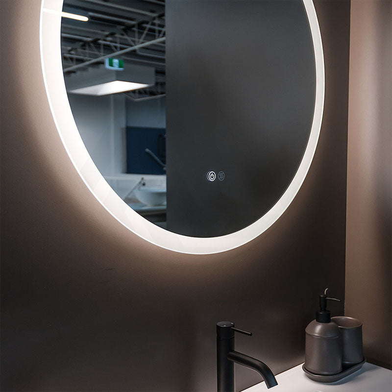 696mm Fienza Kaya Round Pencil Edge Frontlit LED Mirror Touch Sensor