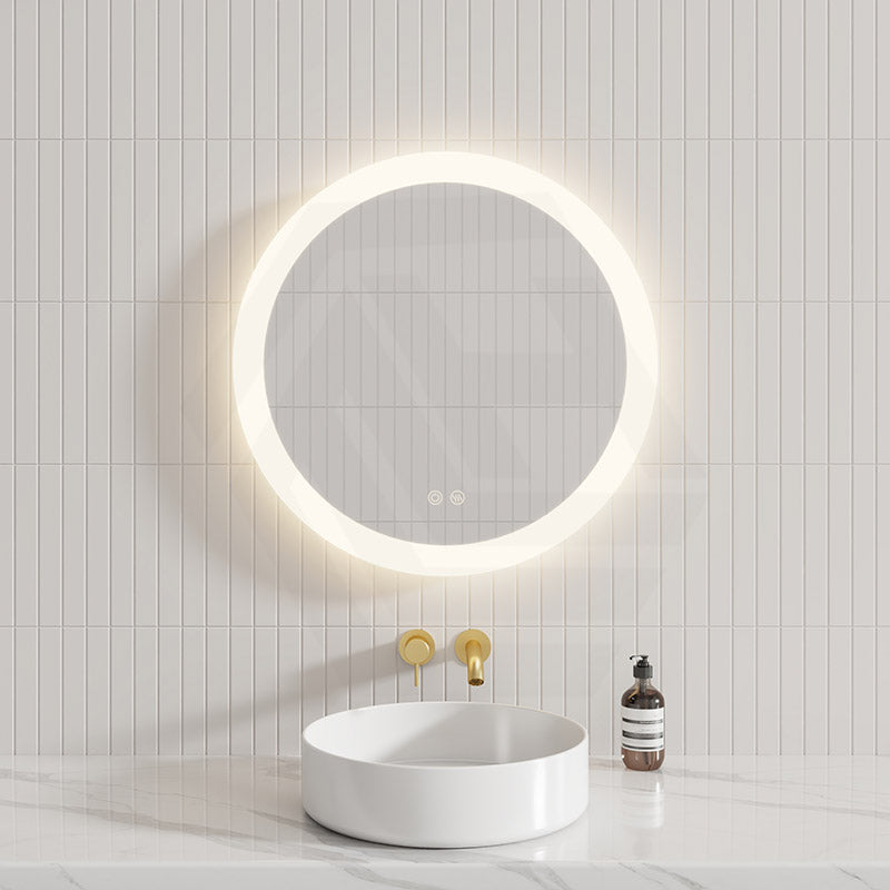 696mm Fienza Kaya Round Pencil Edge Frontlit LED Mirror Touch Sensor