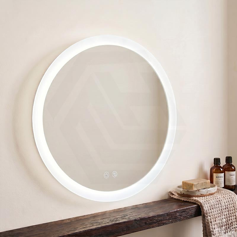 696mm Fienza Kaya Round Pencil Edge Frontlit LED Mirror Touch Sensor