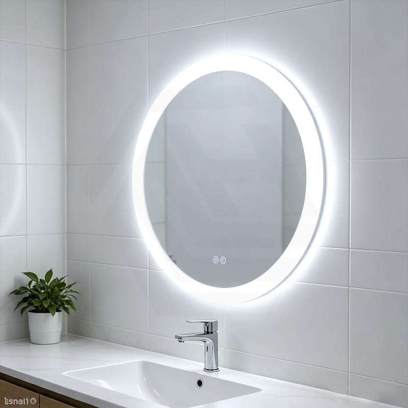 696mm Fienza Kaya Round Pencil Edge Frontlit LED Mirror Touch Sensor