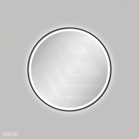 700mm Fienza Reba Round Framed Touch Sensor Frontlit LED Mirror Matt Black