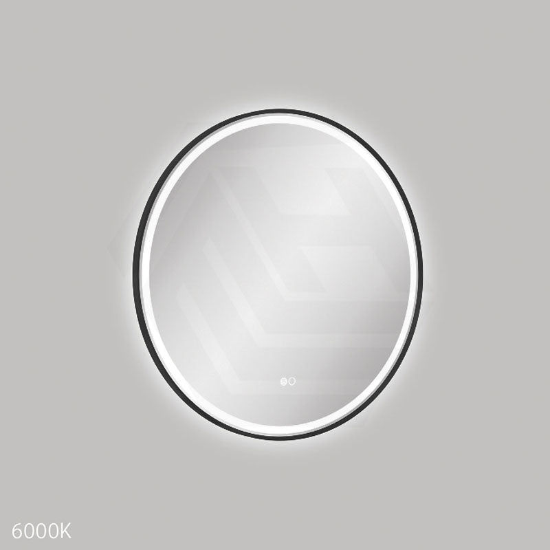 700mm Fienza Reba Round Framed Touch Sensor Frontlit LED Mirror Matt Black