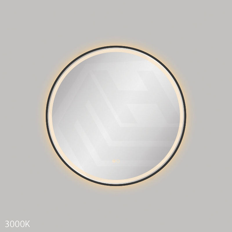 700mm Fienza Reba Round Framed Touch Sensor Frontlit LED Mirror Matt Black