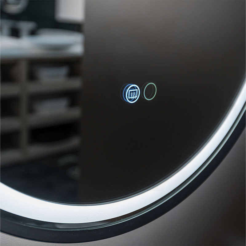 700mm Fienza Reba Round Framed Touch Sensor Frontlit LED Mirror Matt Black