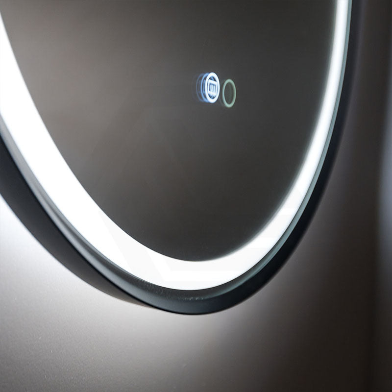 700mm Fienza Reba Round Framed Touch Sensor Frontlit LED Mirror Matt Black