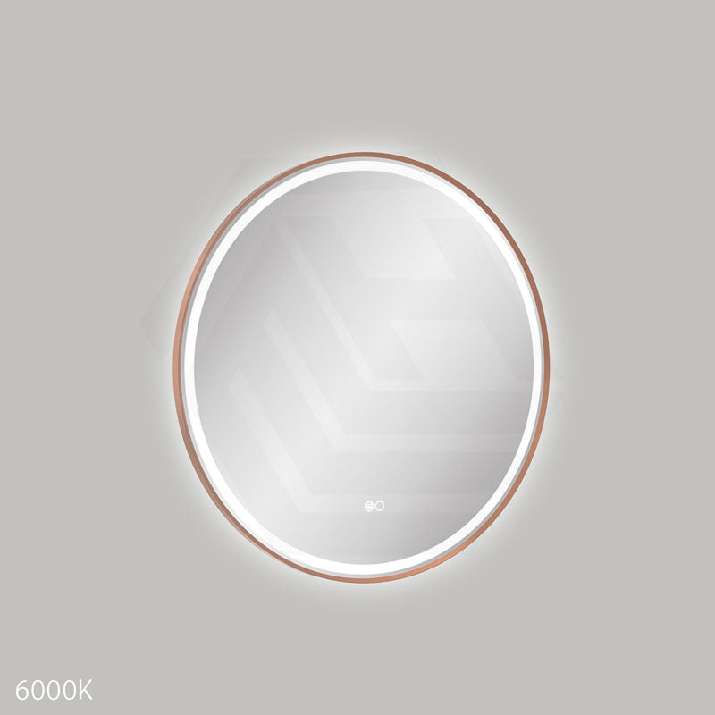 700mm Fienza Reba Round Framed Touch Sensor Frontlit LED Mirror Brushed Copper