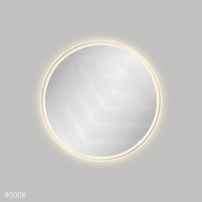700mm Fienza Reba Round Framed Touch Sensor Frontlit LED Mirror Brushed Gold