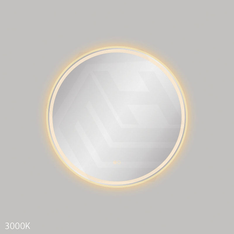 700mm Fienza Reba Round Framed Touch Sensor Frontlit LED Mirror Brushed Gold
