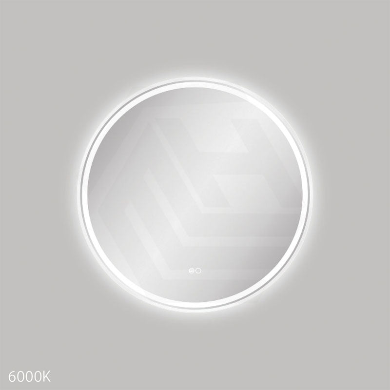700mm Fienza Reba Round Framed Touch Sensor Frontlit LED Mirror Matt White