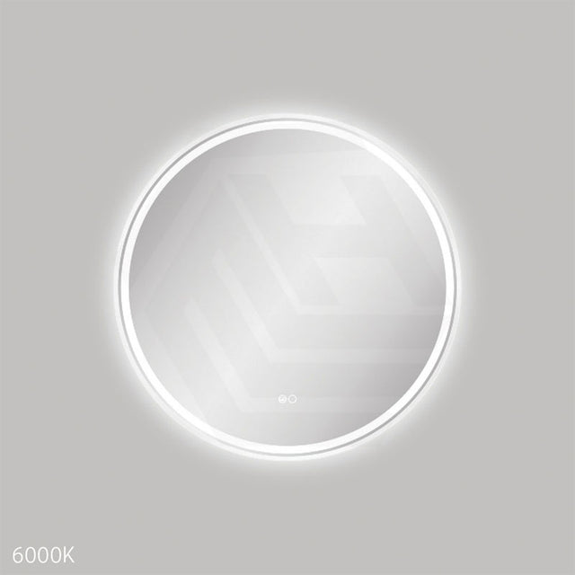 700mm Fienza Reba Round Framed Touch Sensor Frontlit LED Mirror Matt White
