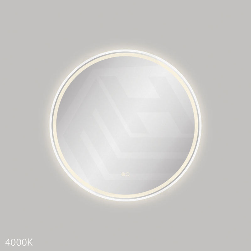 700mm Fienza Reba Round Framed Touch Sensor Frontlit LED Mirror Matt White