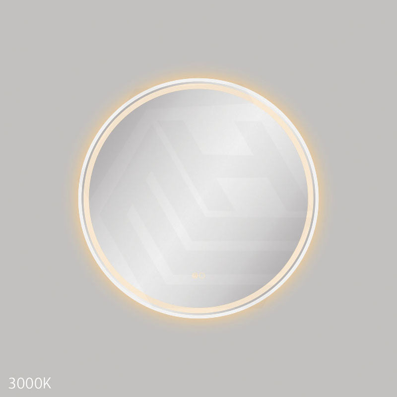 700mm Fienza Reba Round Framed Touch Sensor Frontlit LED Mirror Matt White