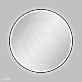 900mm Fienza Reba Round Framed Touch Sensor Frontlit LED Mirror Matt Black