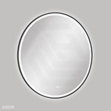 900mm Fienza Reba Round Framed Touch Sensor Frontlit LED Mirror Matt Black