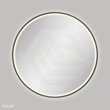 900mm Fienza Reba Round Framed Touch Sensor Frontlit LED Mirror Matt Black