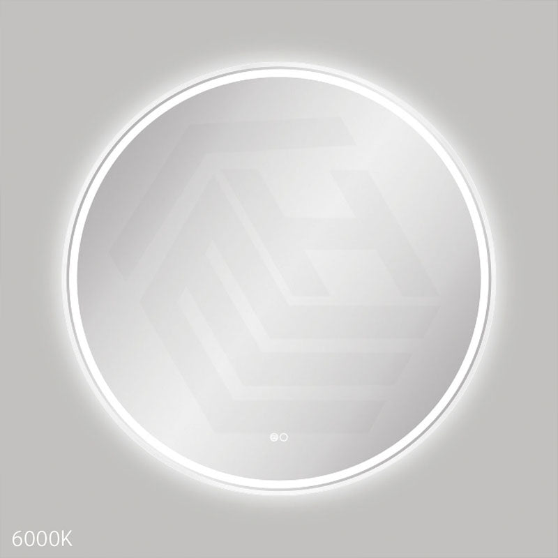 900mm Fienza Reba Round Framed Touch Sensor Frontlit LED Mirror Matt White