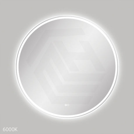 900mm Fienza Reba Round Framed Touch Sensor Frontlit LED Mirror Matt White