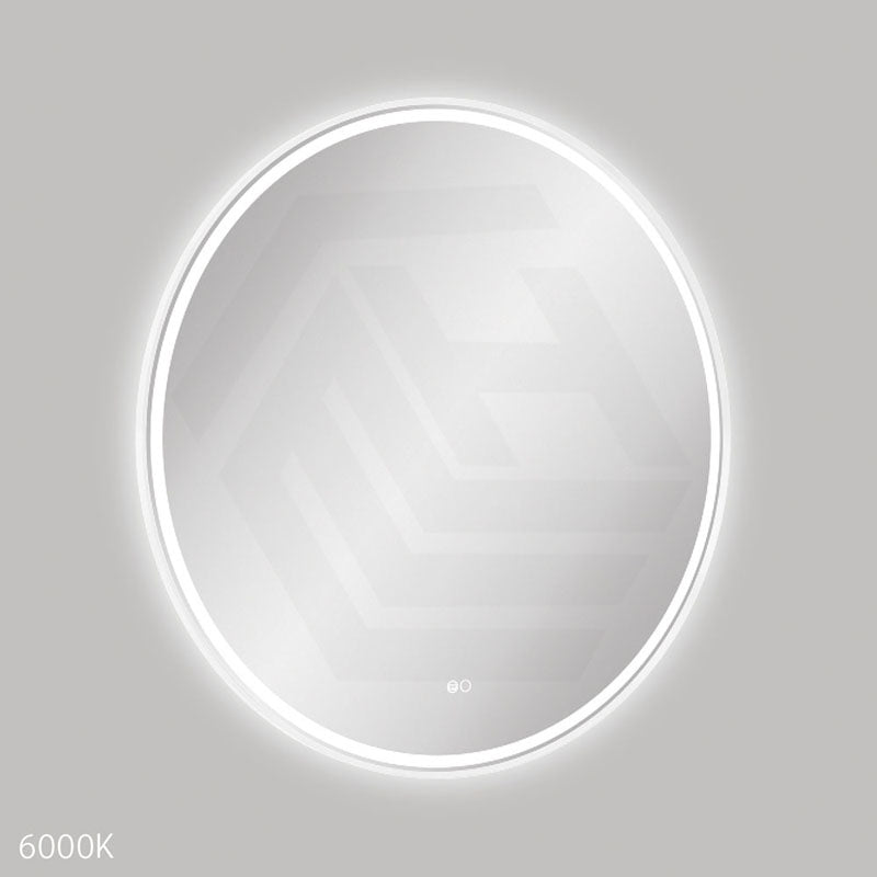 900mm Fienza Reba Round Framed Touch Sensor Frontlit LED Mirror Matt White