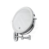 200mm Fienza Round Framed 1&5x Magnifier Rechargeable LED Mirror with Swivel Arm Chrome