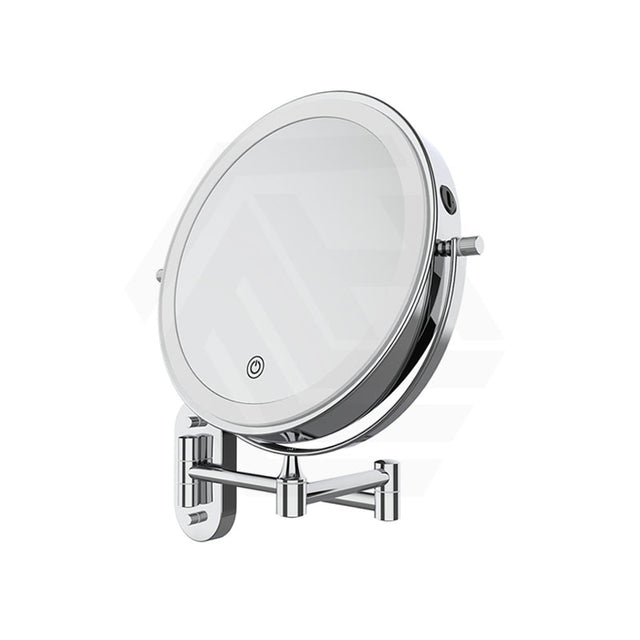 200mm Fienza Round Framed 1&5x Magnifier Rechargeable LED Mirror with Swivel Arm Chrome