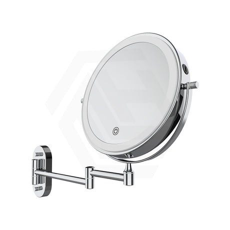 200mm Fienza Round Framed 1&5x Magnifier Rechargeable LED Mirror with Swivel Arm Chrome