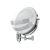 200mm Fienza Round Framed 1&5x Magnifier Rechargeable LED Mirror with Swivel Arm Chrome