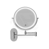 200mm Fienza Round Framed 1&5x Magnifier Rechargeable LED Mirror with Swivel Arm Chrome