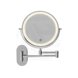 200mm Fienza Round Framed 1&5x Magnifier Rechargeable LED Mirror with Swivel Arm Chrome