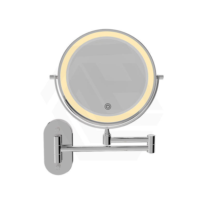200mm Fienza Round Framed 1&5x Magnifier Rechargeable LED Mirror with Swivel Arm Chrome