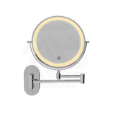 200mm Fienza Round Framed 1&5x Magnifier Rechargeable LED Mirror with Swivel Arm Chrome