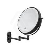 200mm Fienza Round Framed 1&5x Magnifier Rechargeable LED Mirror with Swivel Arm Matt Black