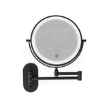 200mm Fienza Round Framed 1&5x Magnifier Rechargeable LED Mirror with Swivel Arm Matt Black