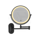 200mm Fienza Round Framed 1&5x Magnifier Rechargeable LED Mirror with Swivel Arm Matt Black