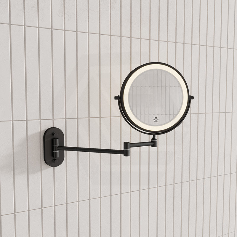 200mm Fienza Round Framed 1&5x Magnifier Rechargeable LED Mirror with Swivel Arm Variant Colour Available