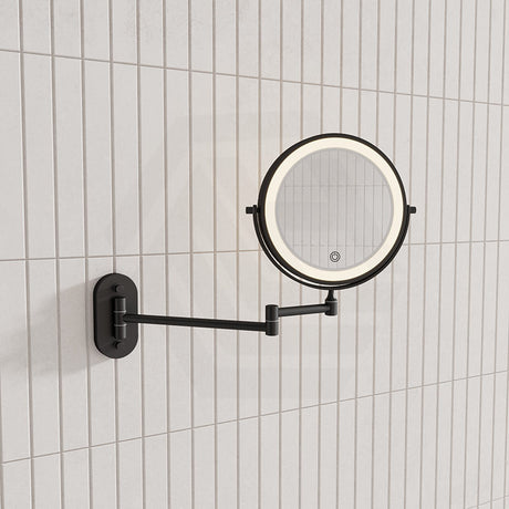 200mm Fienza Round Framed 1&5x Magnifier Rechargeable LED Mirror with Swivel Arm Variant Colour Available