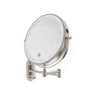200mm Fienza Round Framed 1&5x Magnifier Rechargeable LED Mirror with Swivel Arm Brushed Nickel