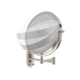 200mm Fienza Round Framed 1&5x Magnifier Rechargeable LED Mirror with Swivel Arm Brushed Nickel