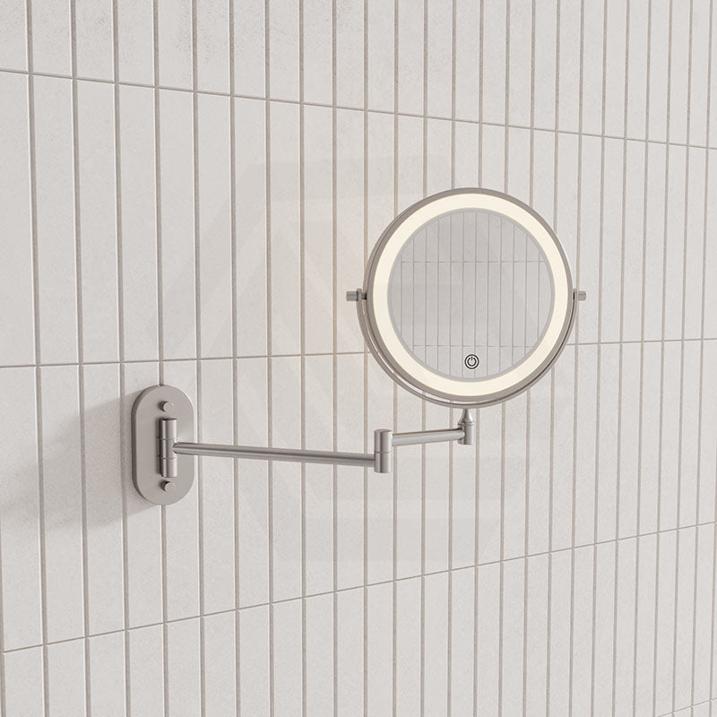 200mm Fienza Round Framed 1&5x Magnifier Rechargeable LED Mirror with Swivel Arm Variant Colour Available
