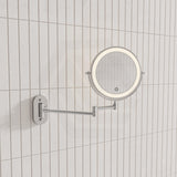 200mm Fienza Round Framed 1&5x Magnifier Rechargeable LED Mirror with Swivel Arm Variant Colour Available